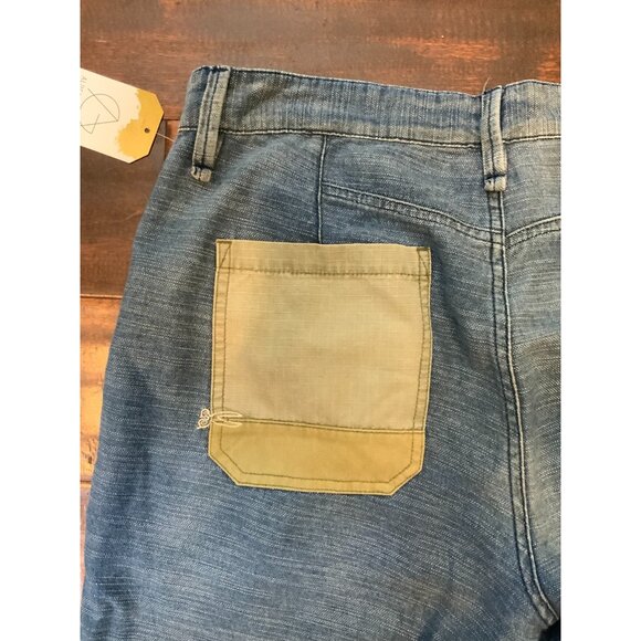 Denham Men's Tokyo Drop Carrot Fit Patched Blue Jeans, Size 30 - Picture 8 of 9